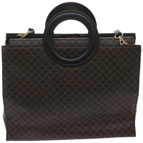 CELINE Macadam Canvas Hand Bag Pvc Black - Picture 3 of 12